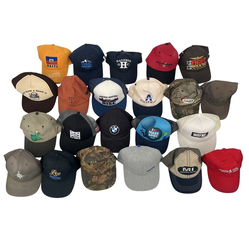 Mens Hat Lot Of 22 Advertising SnapBack Hats Trucker Mesh reseller wholesale lot